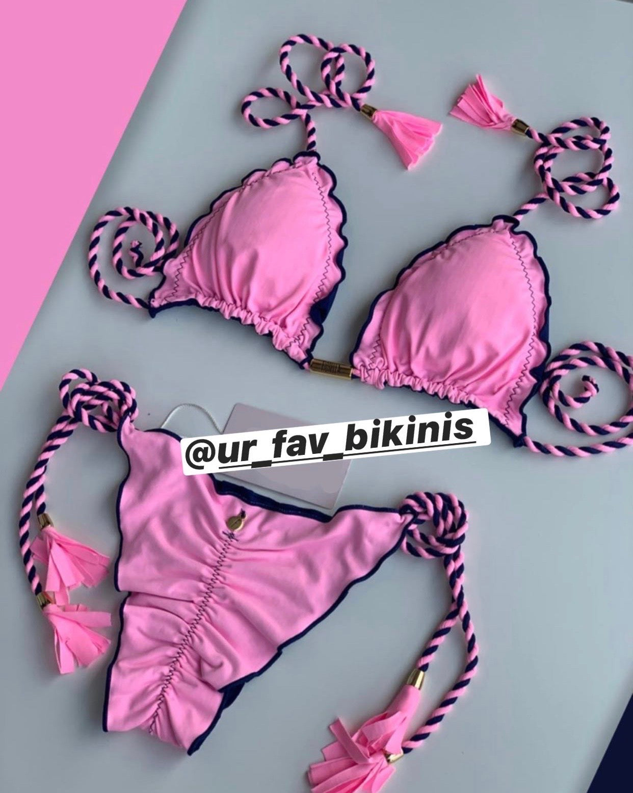 Bikini Reversible Pink Ripple